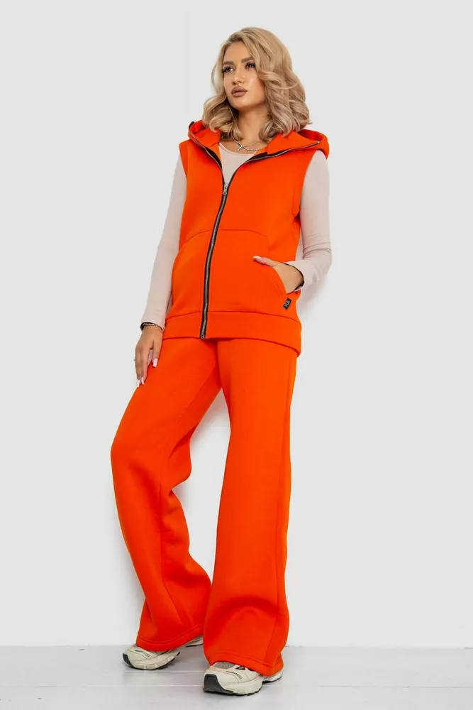 Купити Костюм жіночий на флісі тринитка  -уцінка, колір помаранчевий, 102R7725-U-1 оптом - Фото №3