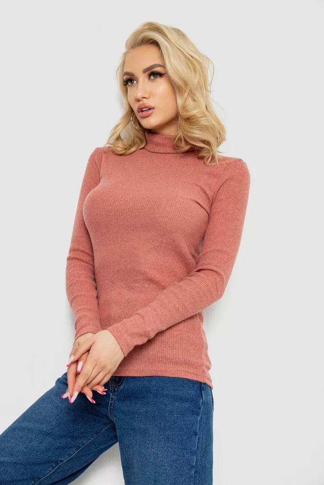 Купити Гольф жіночий в рубчик, колір темно-кораловий, 238R505 - Фото №3