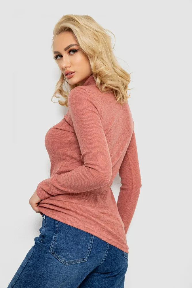 Купити Гольф жіночий в рубчик, колір темно-кораловий, 238R505 - Фото №4