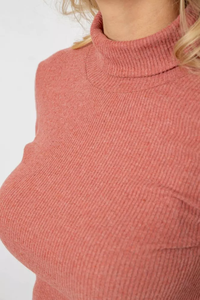 Купити Гольф жіночий в рубчик, колір темно-кораловий, 238R505 - Фото №5