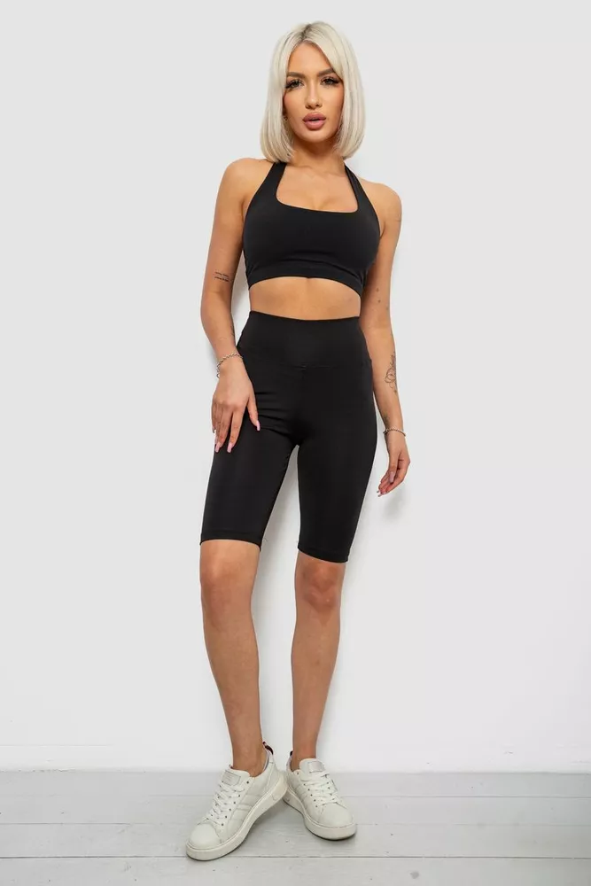 Купити Велотреки жіночі однотонні, колір чорний, 214R922 оптом - Фото №2