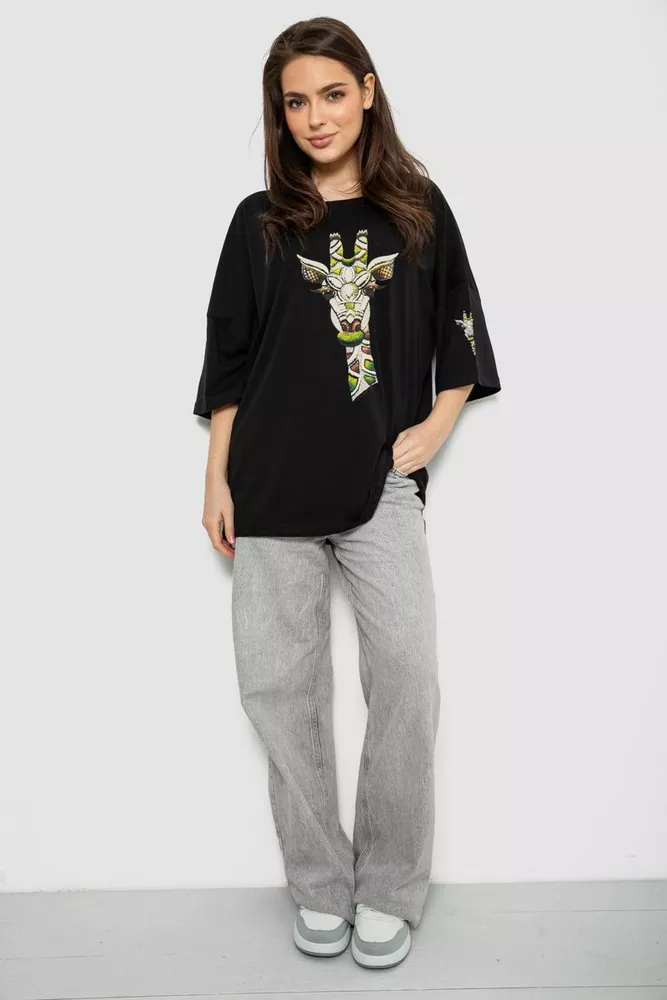 Купить Футболка женская с принтом, цвет черный, 244R2012 - Фото №2