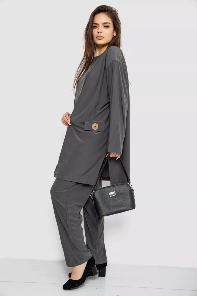 Купити Костюм жіночий трійка класичний  -уцінка, колір хакі, 167R0120-U - Фото №4