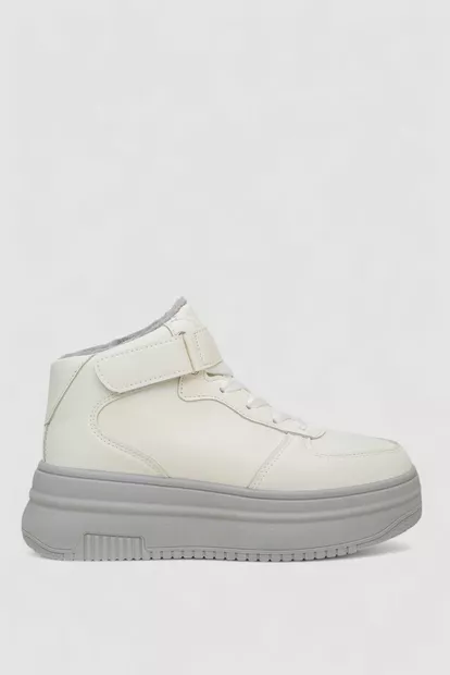 Кроссовки женские зимние на меху  -уценка, цвет бело-серый, 248RAM02-7-U