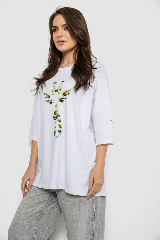 Купить Футболка женская с принтом, цвет белый, 244R2012 - Фото №3
