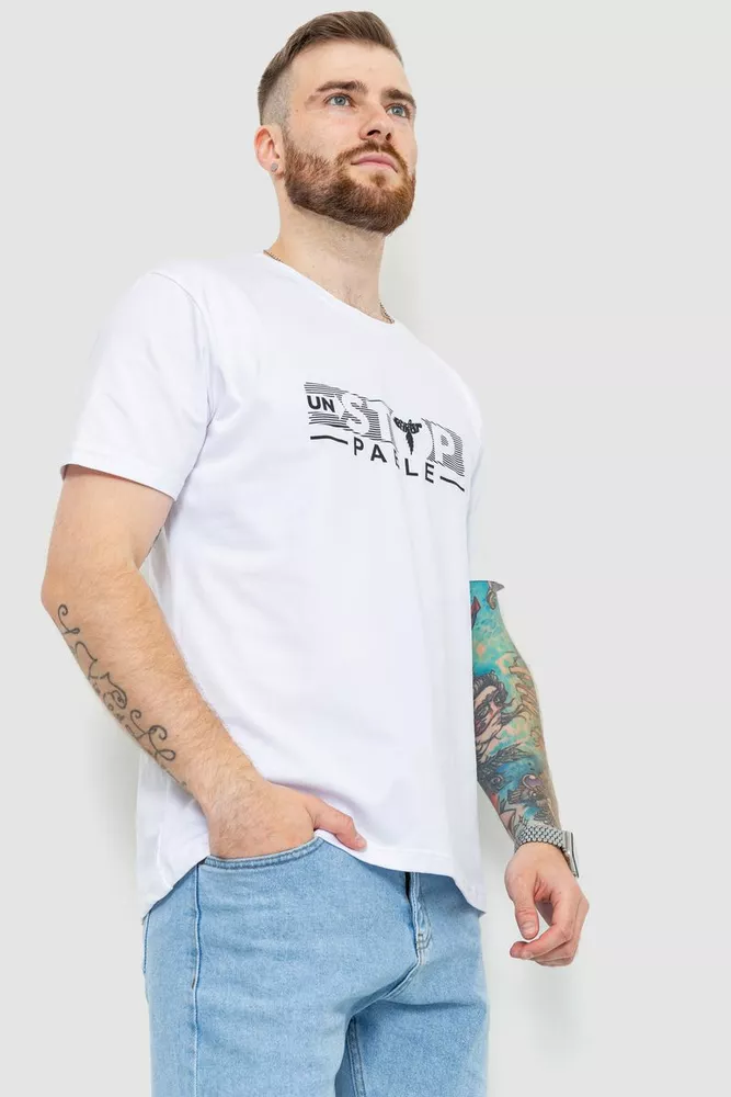 Купити Футболка чоловіча батал, колір білий, 208R014 оптом - Фото №3