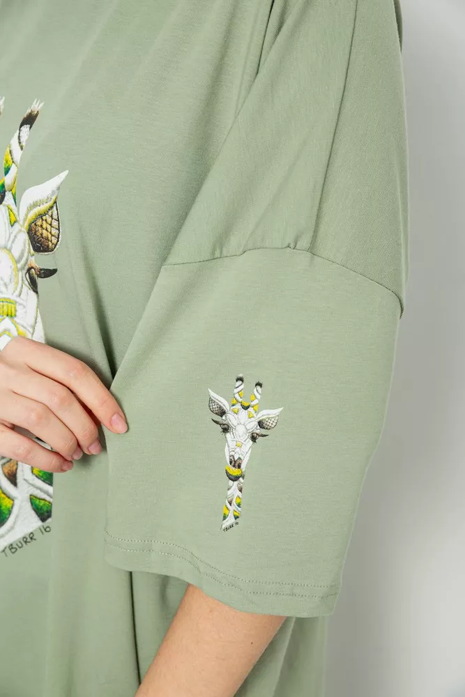 Купити Футболка жіноча з принтом, колір оливковий, 244R2012 - Фото №5