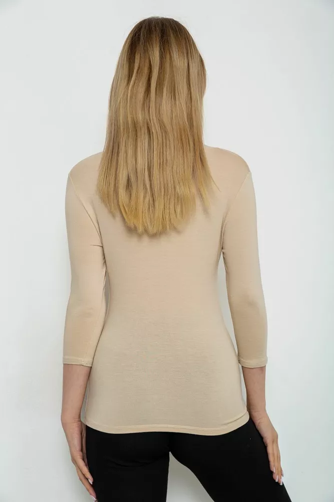 Купить Женский лонгслив укороченный с рукавом 3/4, цвет бежевый, 186R508 оптом - Фото №4