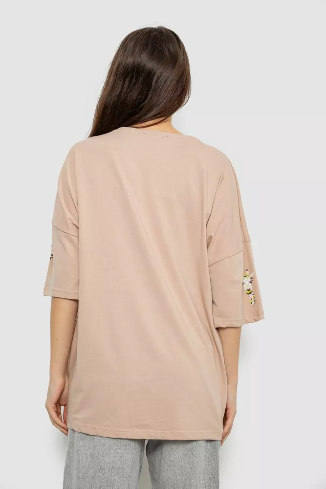 Купить Футболка женская с принтом, цвет бежевый, 244R2012 - Фото №4