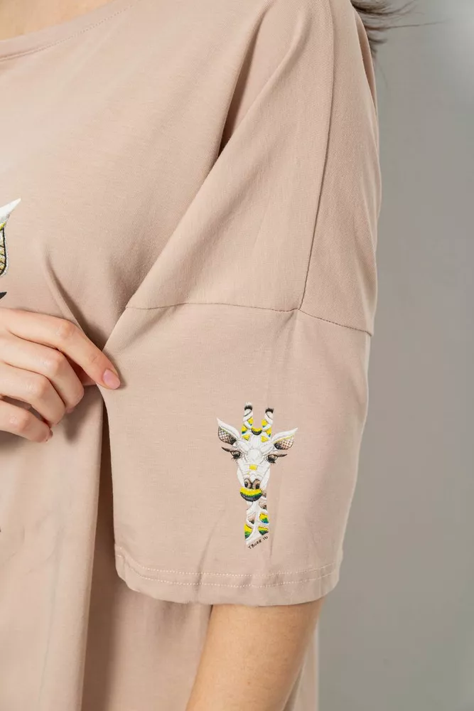 Купить Футболка женская с принтом, цвет бежевый, 244R2012 - Фото №5