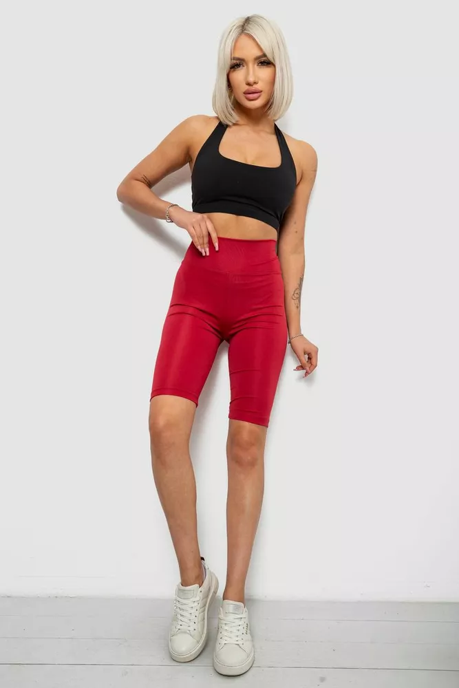 Купити Велотреки жіночі однотонні, колір бордовий, 214R922 - Фото №2