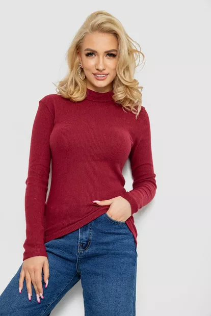 Гольф женский в рубчик, цвет бордовый, 238R505