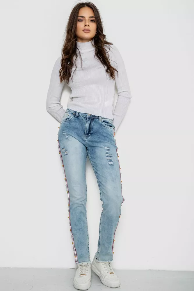 Купити Джинси жіночі з лампасами  -уцінка, колір блакитний, 247R1547-U-7 - Фото №2