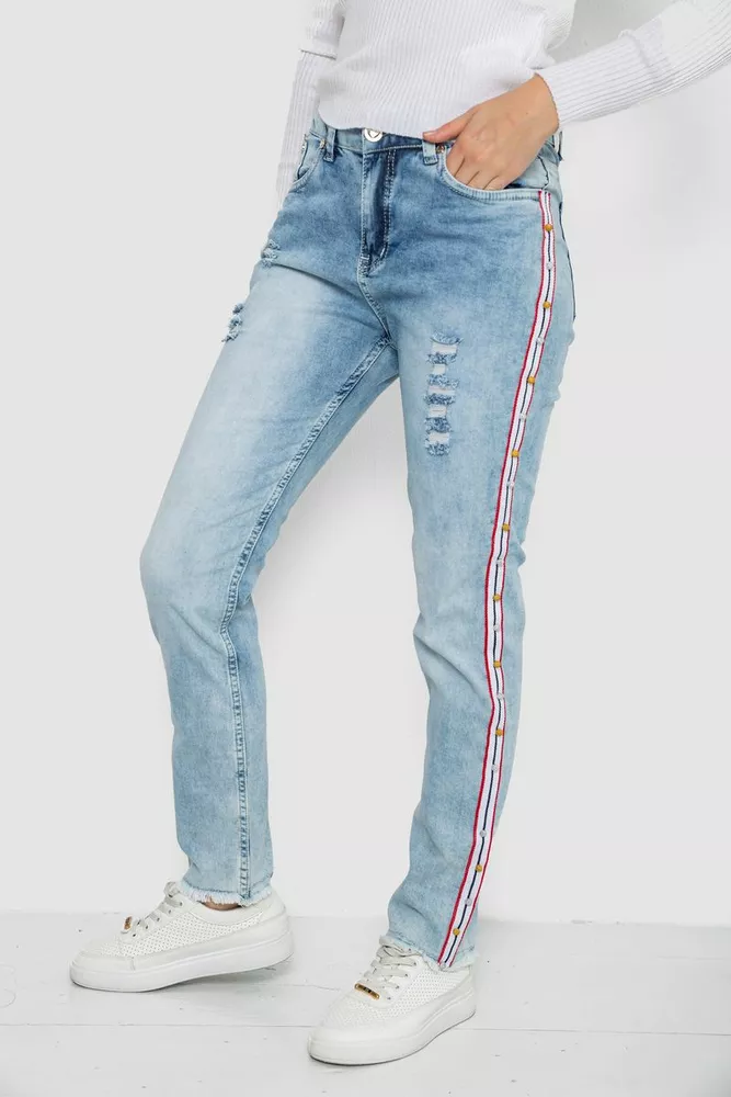 Купити Джинси жіночі з лампасами  -уцінка, колір блакитний, 247R1547-U-7 - Фото №3
