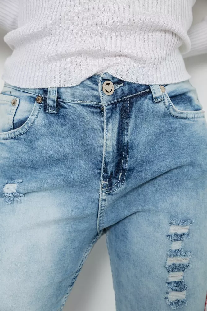 Купити Джинси жіночі з лампасами  -уцінка, колір блакитний, 247R1547-U-7 - Фото №5