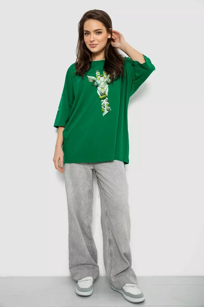 Купить Футболка женская с принтом, цвет зеленый, 244R2012 - Фото №2