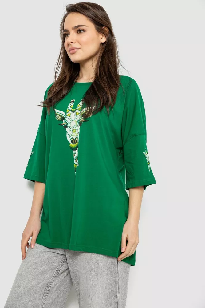 Купить Футболка женская с принтом, цвет зеленый, 244R2012 - Фото №3