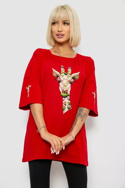 Футболка жіноча з принтом, колір червоний, 244R2012