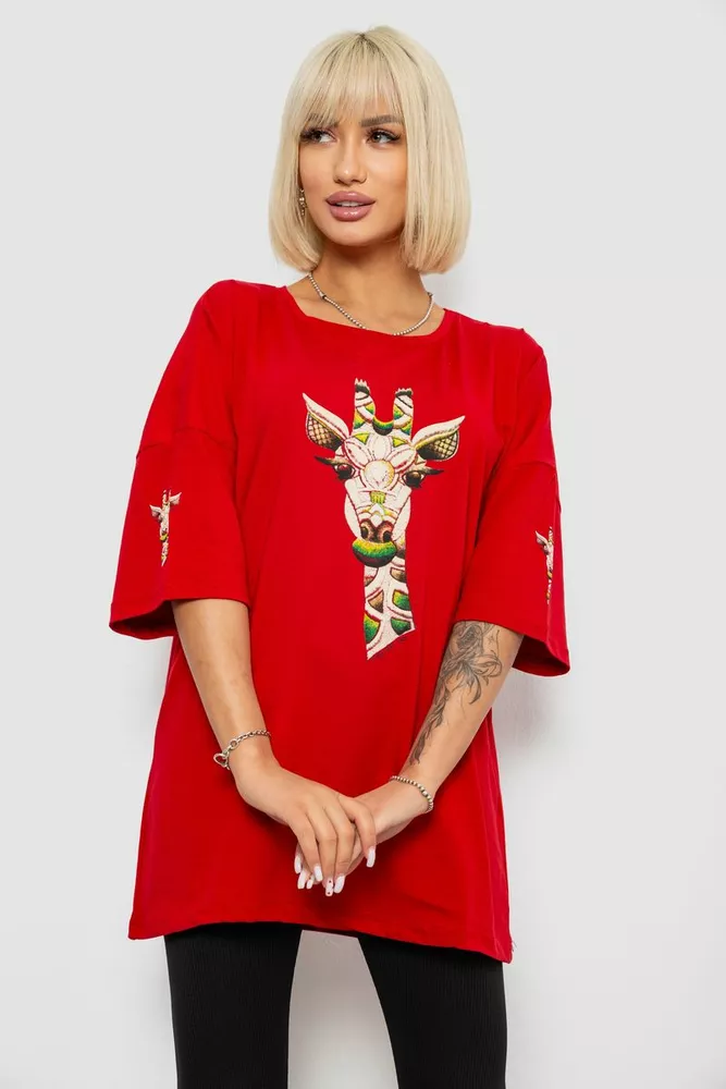 Купити Футболка жіноча з принтом, колір червоний, 244R2012 - Фото №1
