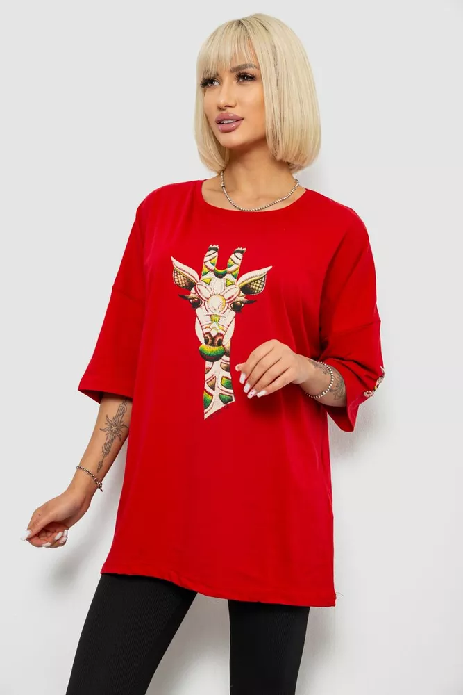 Купити Футболка жіноча з принтом, колір червоний, 244R2012 - Фото №3