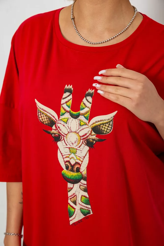 Купити Футболка жіноча з принтом, колір червоний, 244R2012 - Фото №5