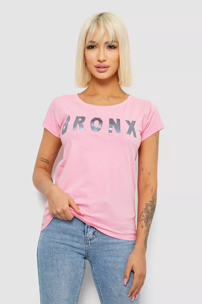 Купить Футболка женская с принтом, цвет розовый, 244R2038 - Фото №1