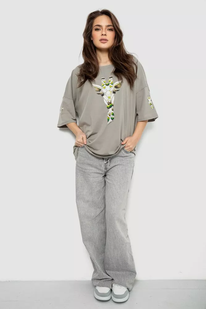 Купить Футболка женская с принтом, цвет серый, 244R2012 - Фото №2