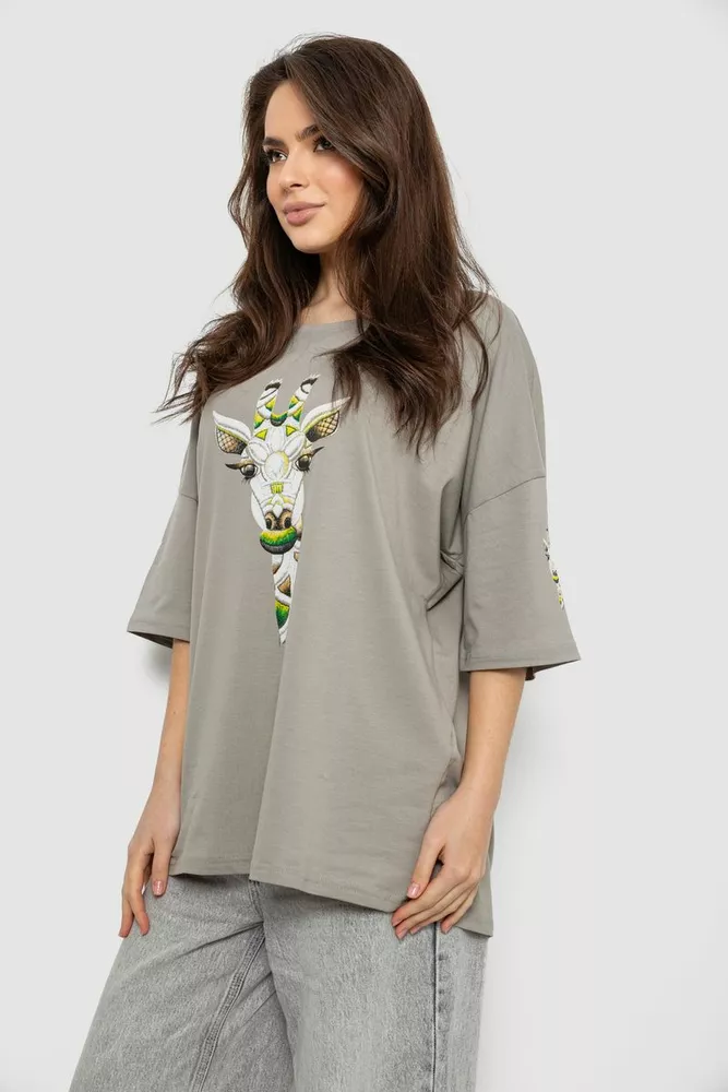 Купить Футболка женская с принтом, цвет серый, 244R2012 - Фото №3
