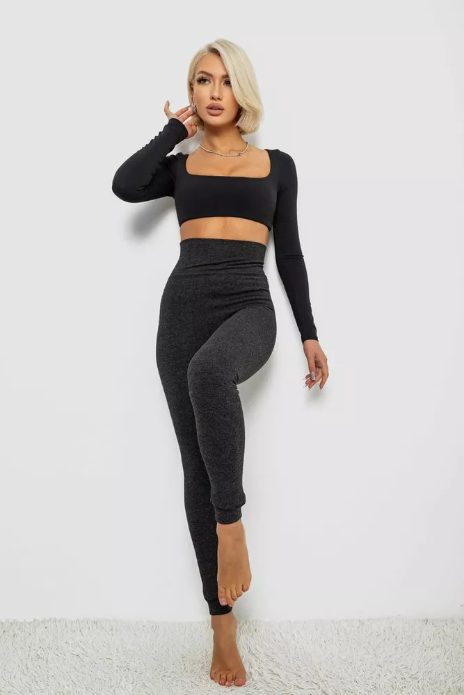 Купить Лосины утепленные на флисе, цвет серый, 139RF502 - Фото №2