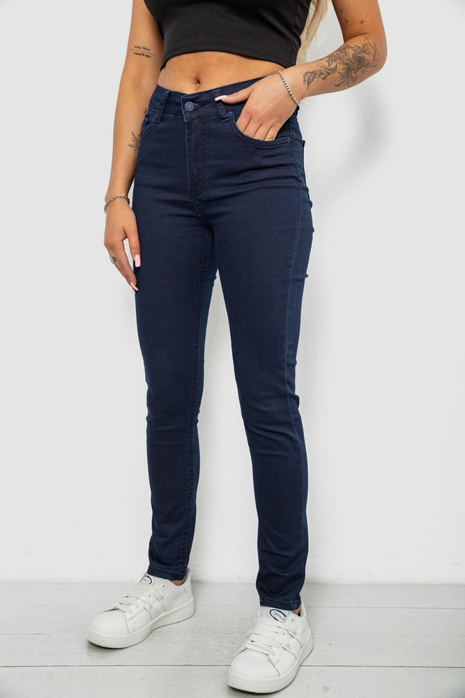 Купить Джинсы женские однотонные Skinny, цвет синий, 244R253-10 - Фото №3