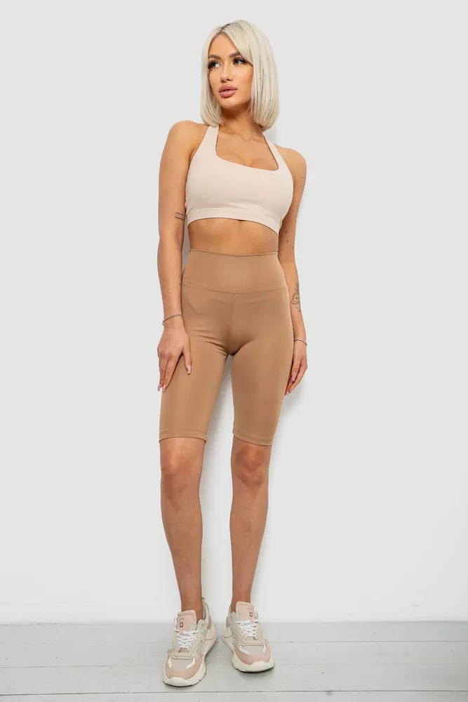 Купити Велотреки жіночі однотонні, колір мокко, 214R922 оптом - Фото №2