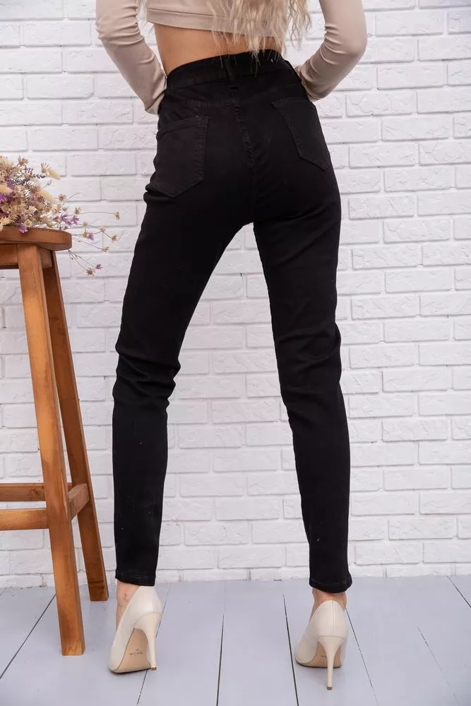 Купити Жіночі стрейчеві джинси, американки, чорного кольору, 131R2023 оптом - Фото №4