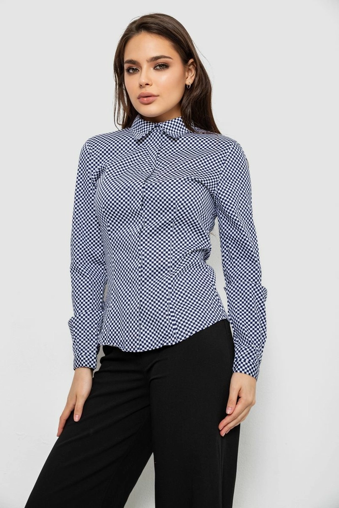 Купить Рубашка классическая с принтом, цвет сине-белый, 230R305 - Фото №3