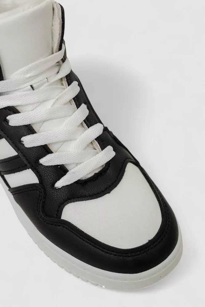 Купити Кросівки жіночі зимові на хутрі, колір біло-чорний, 248RAD400-6 - Фото №2