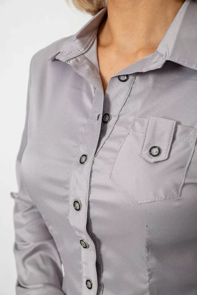 Купити Сорочка класична в смужку, колір сірий, 230R644 оптом - Фото №5