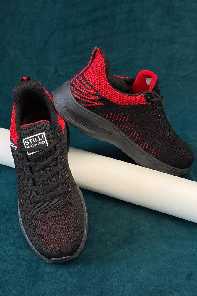 Купити Кросівки чоловічі демісезонні, колір чорно-червоний, 248RH195 - Фото №3
