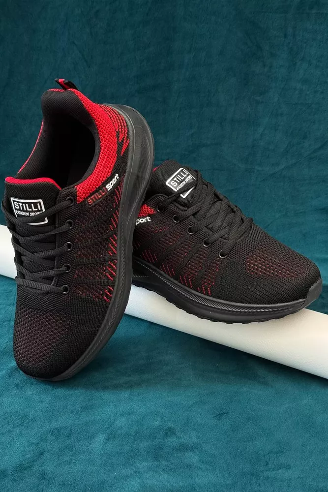 Купити Кросівки чоловічі демісезонні, колір чорно-червоний, 248RH195 - Фото №1