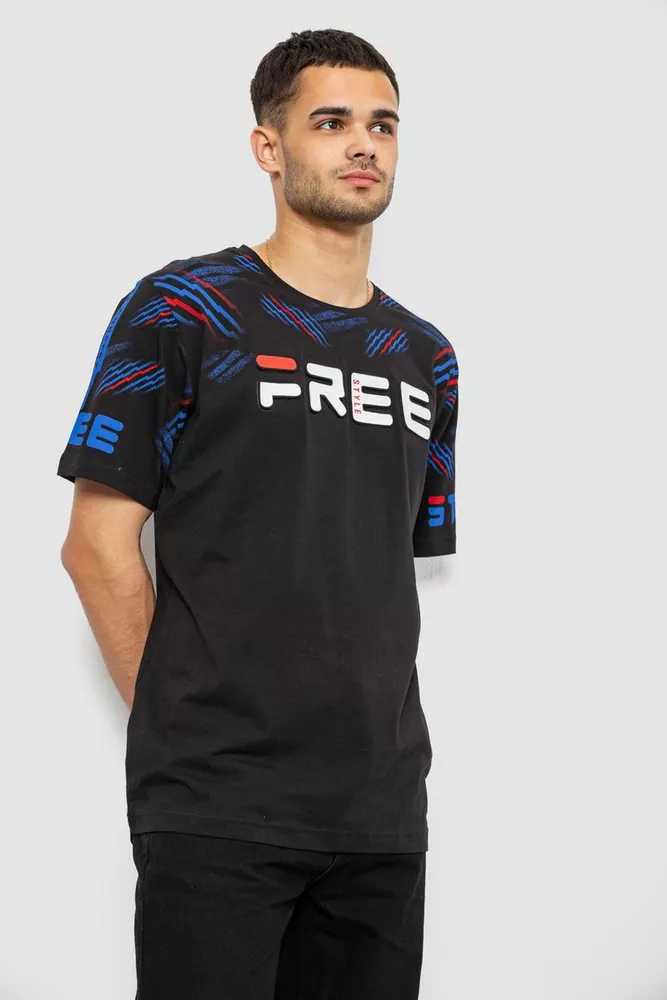 Купить Футболка мужская с принтом, цвет черный, 244R6738B - Фото №3