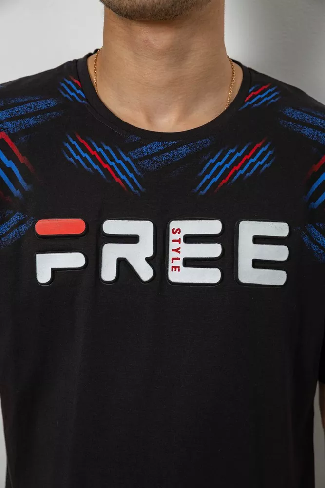 Купить Футболка мужская с принтом, цвет черный, 244R6738B - Фото №5