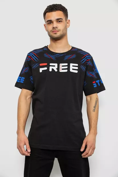 Футболка мужская с принтом, цвет черный, 244R6738B