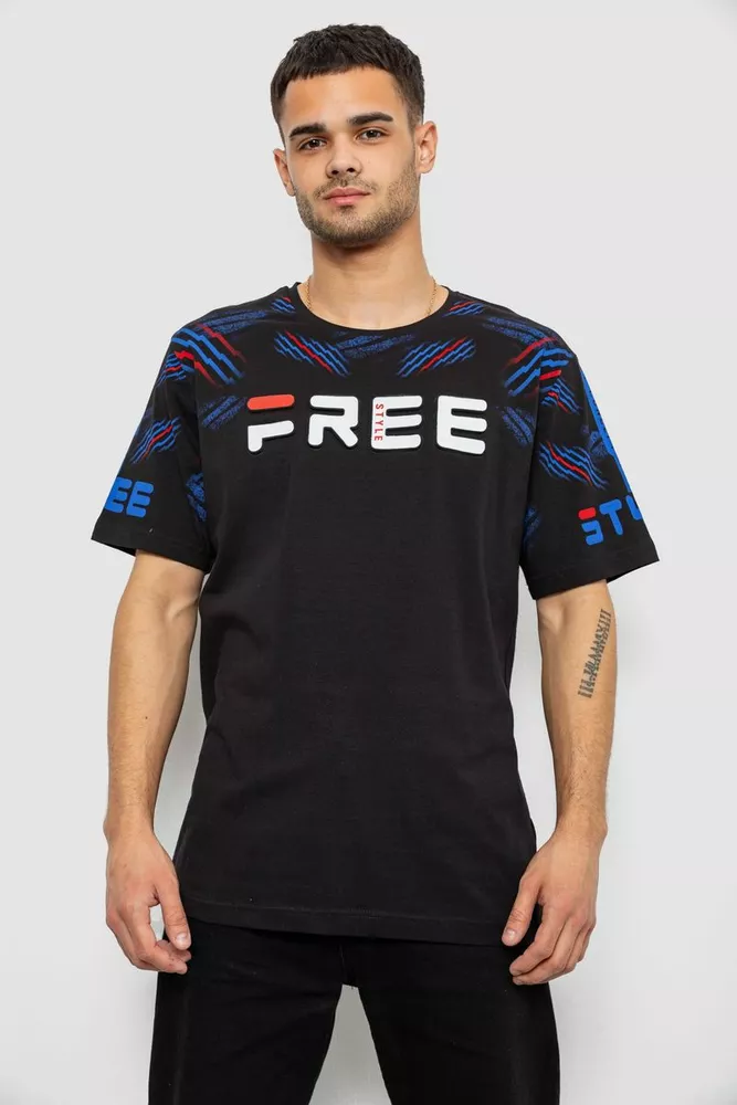 Купить Футболка мужская с принтом, цвет черный, 244R6738B - Фото №1