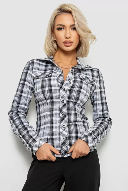 Рубашка женская в полоску, цвет черно-белый, 230R064-2