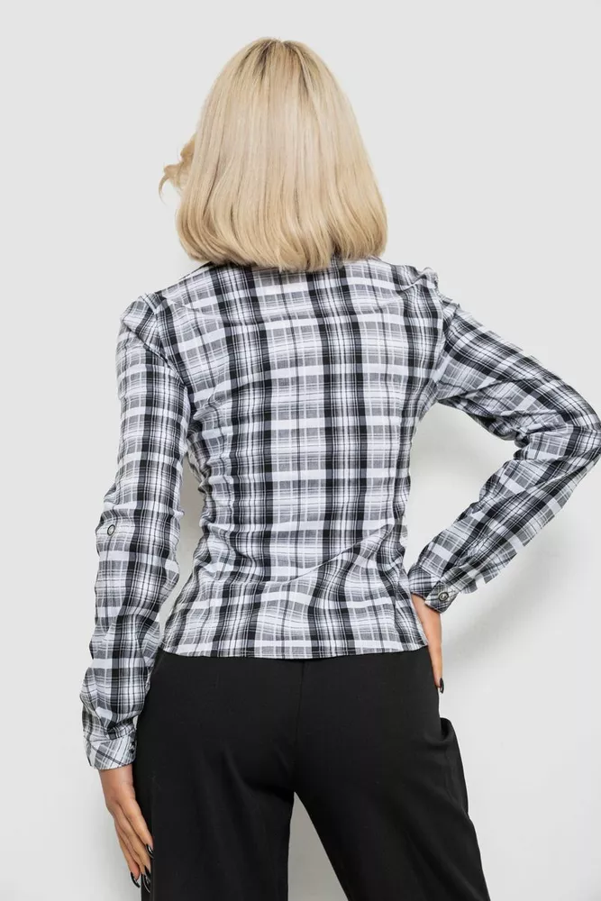 Купить Рубашка женская в полоску, цвет черно-белый, 230R064-2 - Фото №4