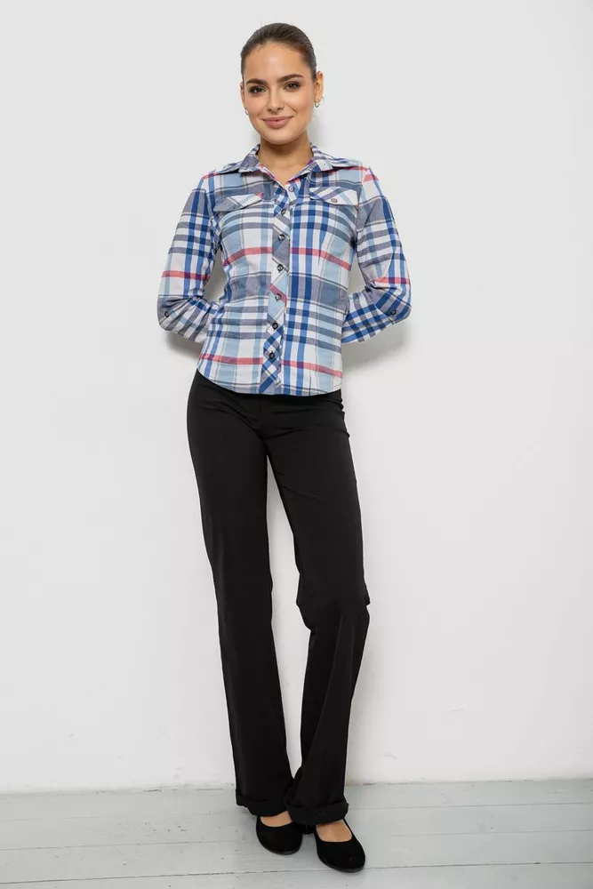 Купить Рубашка женская в полоску, цвет джинс, 230R064-2 - Фото №2