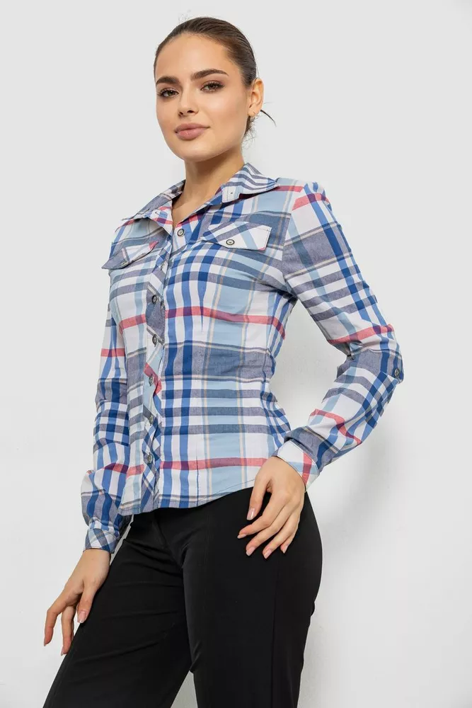Купить Рубашка женская в полоску, цвет джинс, 230R064-2 - Фото №3