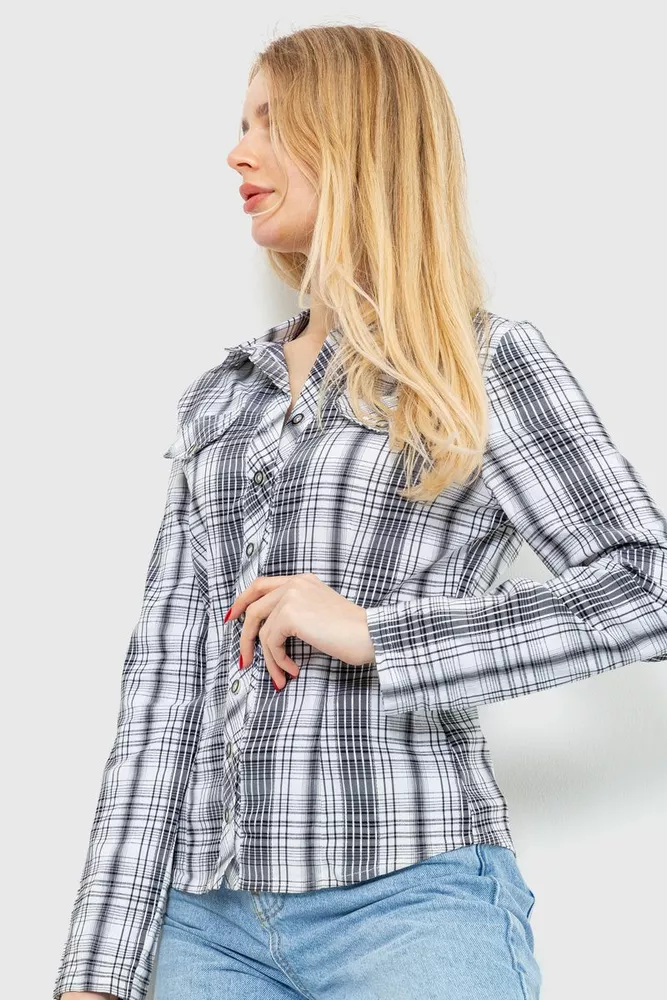 Купить Рубашка женская повседневная  -уценка, цвет серо-белый, 230R064-U-8 - Фото №3
