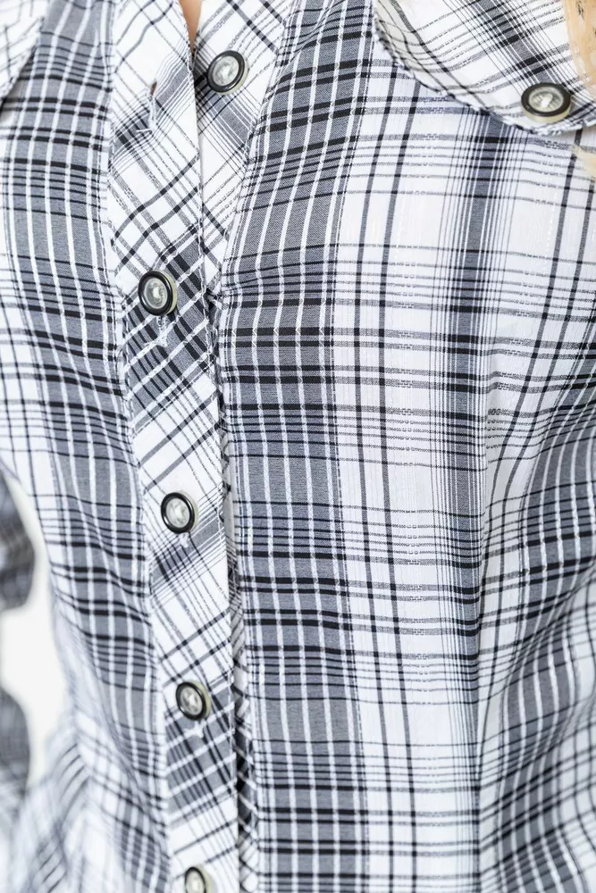 Купить Рубашка женская повседневная  -уценка, цвет серо-белый, 230R064-U-8 - Фото №5