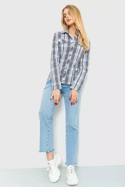 Рубашка женская повседневная  -уценка, цвет серо-белый, 230R064-U-8