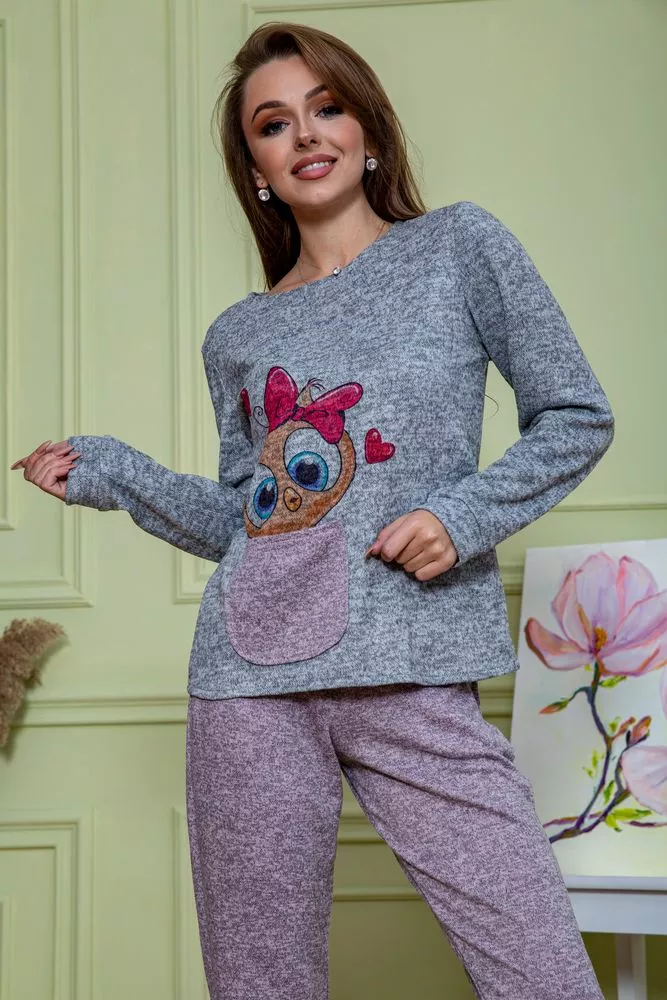 Купити Жіночий костюм штани + кофта, сіро-пудрового кольору, 172R1211 оптом - Фото №8
