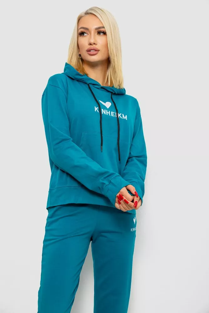 Купити Спортивний костюм жіночий двонитка  -уцінка, колір бірюзовий, 214R1419-007-U оптом - Фото №2